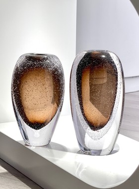 玄关创意玻璃花瓶轻奢样板间琉璃工艺软装饰客厅简约现代插花摆件