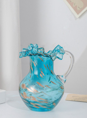 现代简约彩色玻璃顿花瓶芬花瓶水培花插花器摆件客厅玄关餐桌装饰