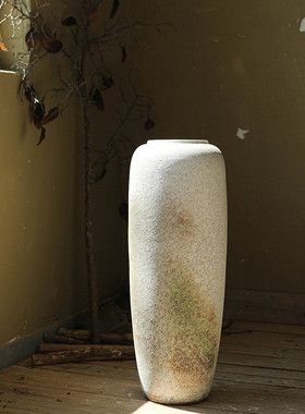 落地大花瓶复古粗陶侘寂风陶瓷摆件器插花客厅高款陶罐装饰