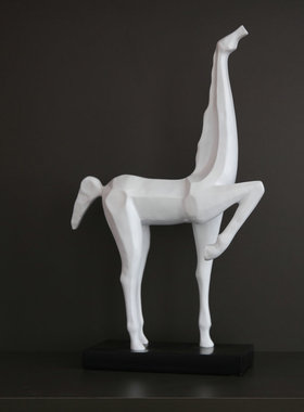 欧式工艺品灰白亮色母子马摆件家居玄关树脂风格动物马摆件