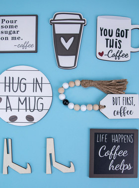 爆款 coffee咖啡款系列分层托盘装饰品 木制工艺品桌面摆件