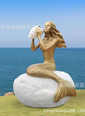 海洋主题抽象大型景观雕塑户外美人鱼简约人物雕塑公园铜雕摆件