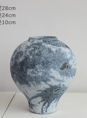 禅意ins风民宿摆件花器侘寂客厅插花装饰粗陶花瓶中式复古干花