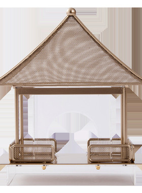 新中式徽派金属宫殿宝塔书房样板间摆件售楼处酒店软装玄关装饰品