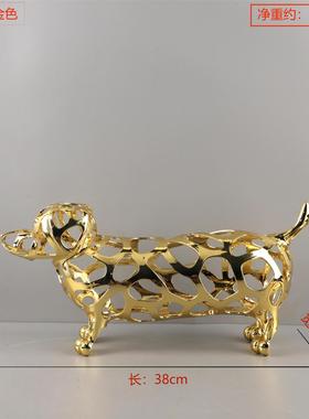 北欧创意骏马镂空动物狮子大象几何雕塑金属摆件客厅玄关家居饰品