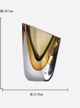 琥珀色高端简约现代轻奢琉璃玻璃花瓶组合套装插花摆件样板间花器