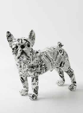 客厅玄关书架狗狗树脂工艺品动物装饰小摆件仿真法斗创意家居摆件