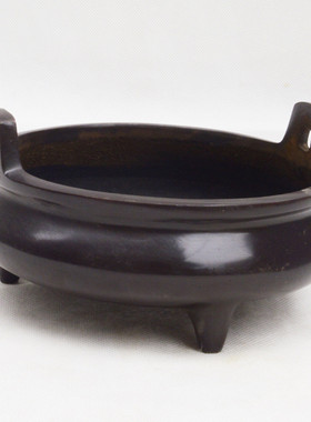 办公家居装饰属工艺品紫铜耳方浅炉摆件批发