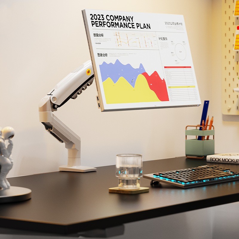 热销NB 电脑显示器支架机械臂悬臂屏幕桌面增高台式升降旋转 F80/ - 图0