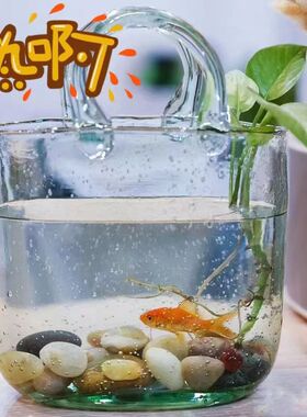 北欧网红ins透明包包玻璃花瓶手提摆件创意水培水养插花装饰品
