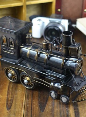 热销纯手工蒸汽火车头酒吧 复古模型经典创意摆件 拍摄道具/家居
