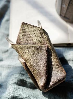 热销hechimon/信乐烧/陶片拼合纹粗陶迷你花器