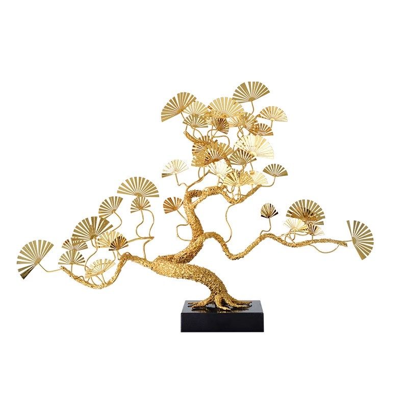 新中式金属迎客松摆件玄关客厅桌面铁艺松树雕塑酒店招财树工艺品,淘宝优惠券,粉丝福利购,淘宝优惠卷