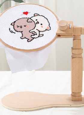 木制便携式十字绣绣架圆形刺绣台式架可调式旋转diy刺绣绣花箍