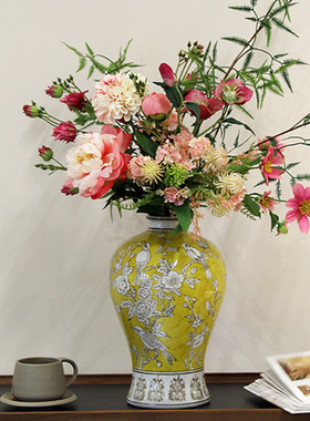 陶瓷花瓶新中式青花瓷高级感水培插花瓶梅艺术感工艺品摆件瓶外贸