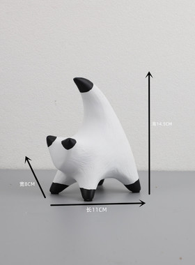 简约现代黑白条纹平面猫摆件样板间玄关茶几客厅家居桌面软装饰品