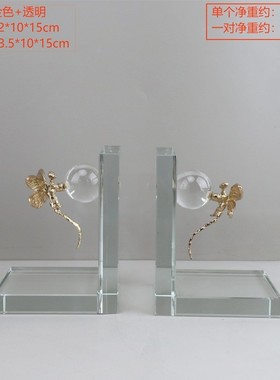 欧式轻奢几何玄关水晶书挡书立摆件客厅书房动物酒店软装家居饰品