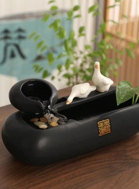 流水喷泉自动陶瓷摆件循环家居鱼缸加湿器猫咪喂食宠物饮水机