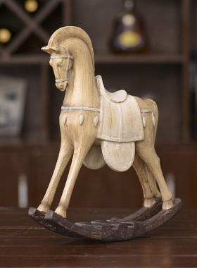 热销美式乡村风格大小木马摆件家居软装饰树脂摆件摆设样板房橱窗