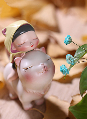 白夜童话晚安兔月光兔桌面摆件