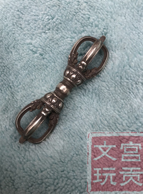 宫贡复刻银藏式手工制作雕刻复古纯银五股金刚杵吊坠护身法器精美