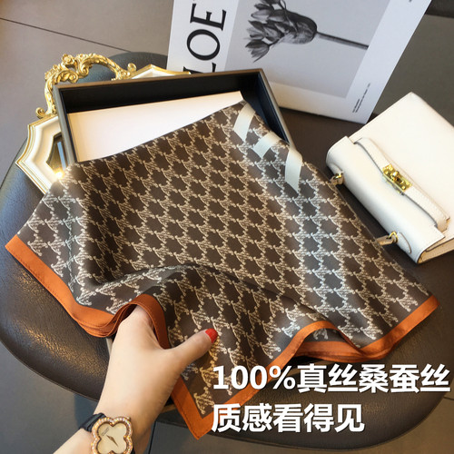 小溜朦胧小香风100%桑蚕丝丝巾领巾真丝围巾披肩杭州丝绸70cm方巾 - 图1