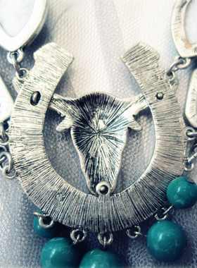 复古民族风大项链女特树脂仿松石