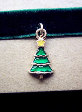 圣诞树短项链丝绒欧美女合金釉彩