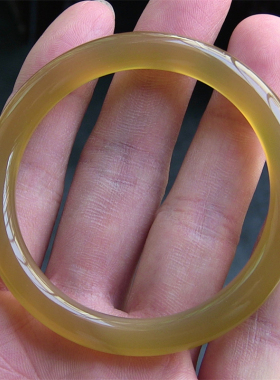 天然巴西玛瑙手镯/复古圆条/原色无忧化/香槟金玉髓/水润通透2095