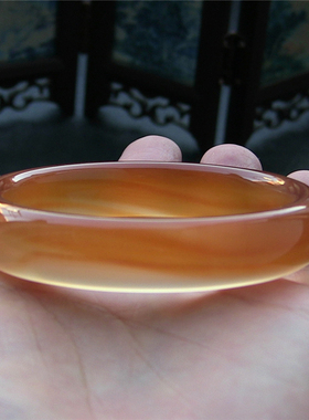 天然巴西玛瑙手镯/加厚不加宽/香橙色玉髓/水润通透/精美纹理837