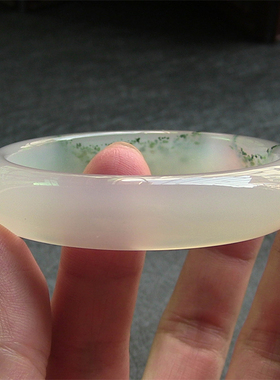 天然巴西玛瑙手镯/加厚不加宽/绿水草环绕/水润通透玉髓2167