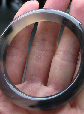 天然巴西玛瑙手镯/原色无优化/复古圆条/水墨画纹理/水润玉髓486