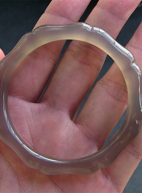 天然巴西玛瑙手镯/巧雕竹节/节节高升/原色无优化/强荧光玉髓1793