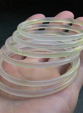 瑕疵品专区/4mm细圆条/天然巴西玛瑙手镯玉髓/冰糖雪梨色No:142