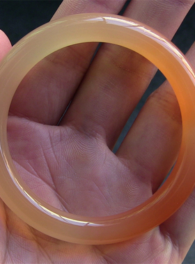 天然巴西玛瑙手镯/复古圆条/香橙色玉髓/精美纹理1925