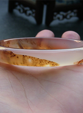 天然巴西玛瑙手镯/加厚不加宽/精美纹理/水润通透玉髓705