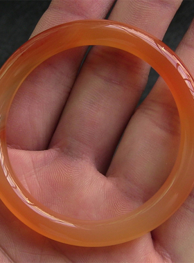 天然巴西玛瑙手镯/复古圆条/香橙色玉髓/水润通透2043