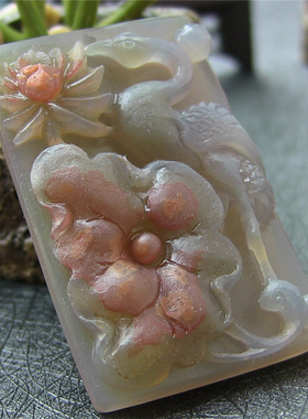 百年好合天然巴西玛瑙玉髓吊坠