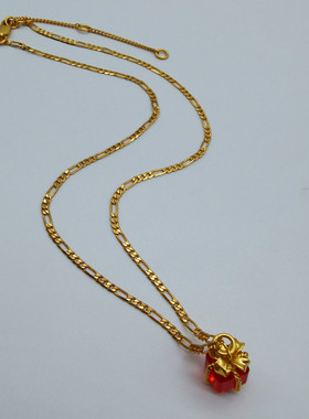 欧美方形简约复古百搭宝石吊坠女