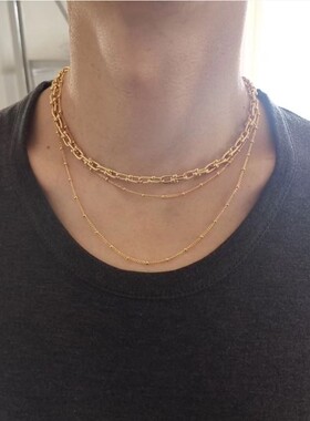 etsy欧美黄铜材质18k简约豆豆链