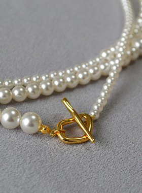 法式复古项链珍珠毛衣链女