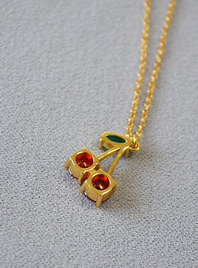 时尚简约可爱吊坠项链黄铜镀金女
