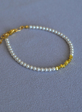 高亮小珍珠项链碎金子女