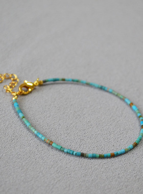 日韩小众绿松石极细复古女