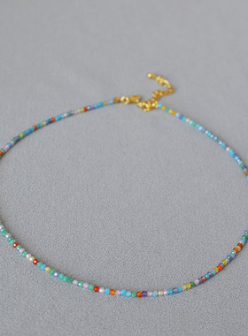 日韩小众甜美串珠项链锆石镀金女