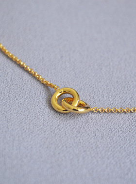 韩版时尚冷淡简约精致双环吊坠