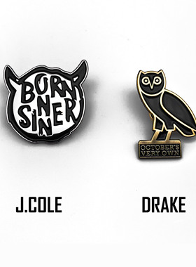 正确版本Drake Jcole ovo Eminem阿姆侃爷金属徽章说唱胸针周边