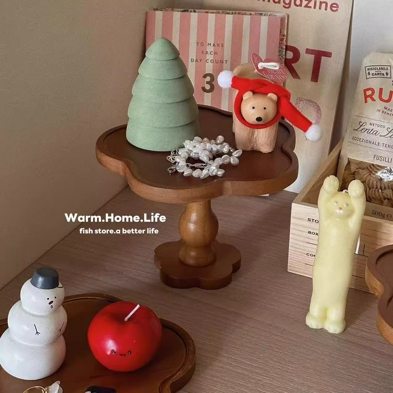 *Fish store*法式复古花边木质盘香薰蜡烛高脚托盘置物托,淘宝优惠券,粉丝福利购,淘宝优惠卷