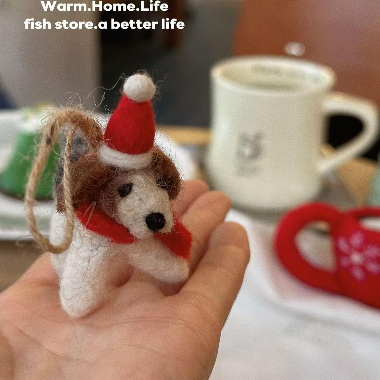 *Fish store*圣诞款尼泊尔手工戳戳羊毛毡挂件动物玩偶小布挂饰 - 图3