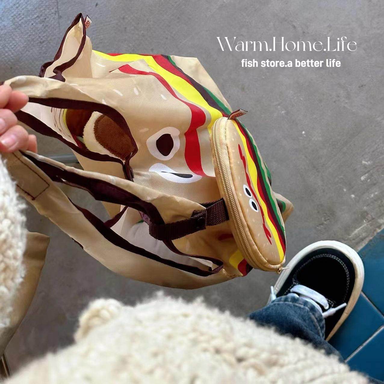 *Fish store*趣味折叠防水购物袋环保袋手拎手提袋便携随身尼龙袋,淘宝优惠券,粉丝福利购,淘宝优惠卷